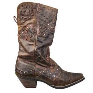 Ariat Women’s Rhinestone Brown Leather Studded Cowgirl Boots Size US 10 B